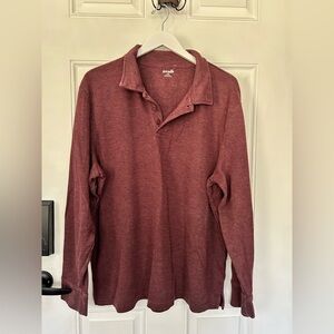 Old Navy Men's Long-Sleeve Polo - Burgundy Heather